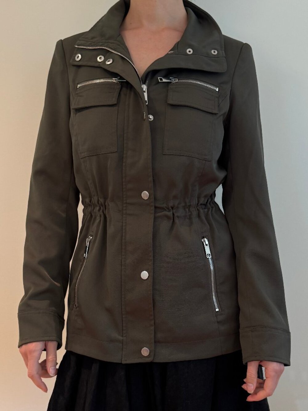 Le Chateau Green Jacket Zip Up Water Resistant Coat XS